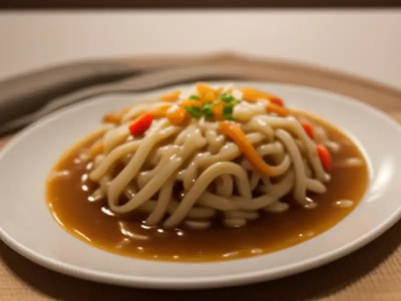 Pasta ribbons with grape must sauce and vegetables