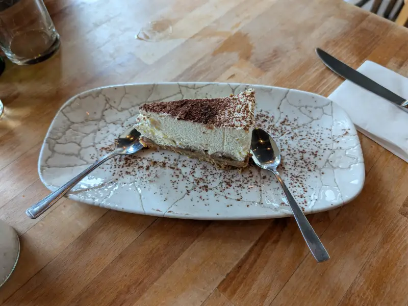 Banoffee pie, a pie made with bananas, caramel, and cream.