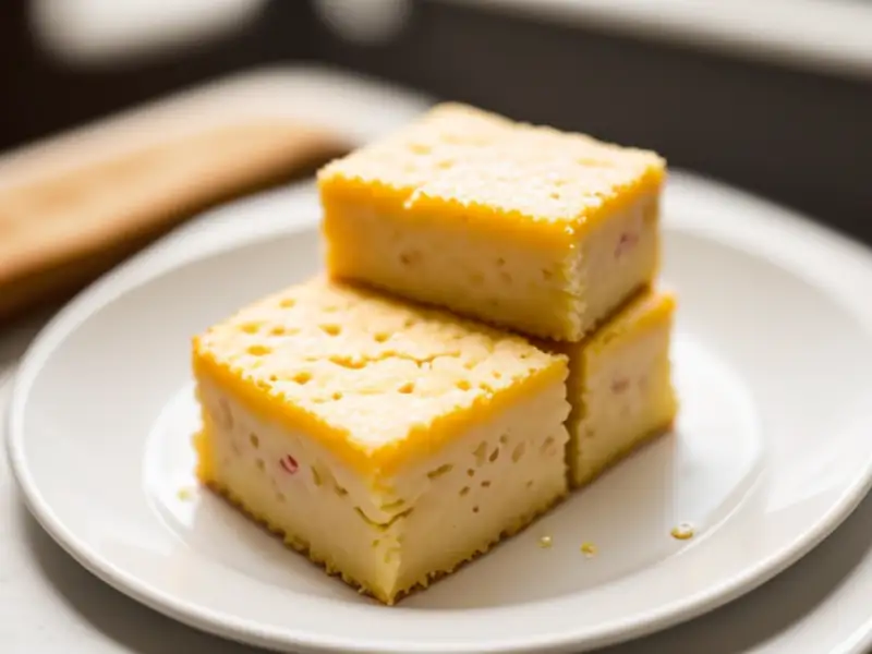 Fried cheese and cooked ham squares
