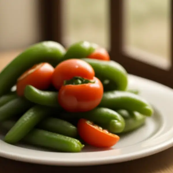 Green beans with tomato and bell pepper