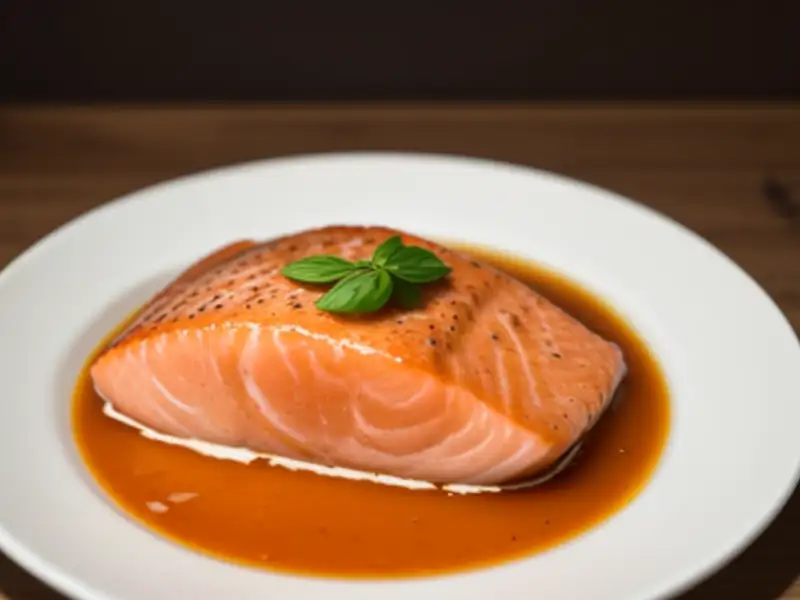 Griddled salmon fillet with tomato oil
