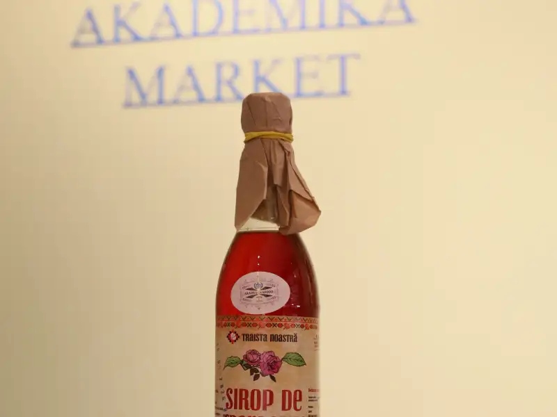 Homemade rose syrup, with a lemon scent.