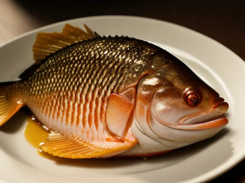 Ginger-stuffed grilled trevally